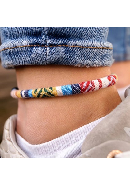 A17 Renkli Istiflenebilir Etnik Halhal Kadınlar Için Bohem Takı Ayarlanabilir Halat Zincir Ayak Bileği Zinciri Yaz Plaj Bacak Ayak Zinciri (Yurt Dışından) fırsatları