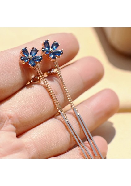 Mavi Saplama 2019 Kore Takı Zirkon Küpe Klipsi Nefis Kalp ve Çiçek Şekli Püskül Piercing Olmadan Kadınlar Için Uzun Kulak Klipleri (Yurt Dışından) modelleri