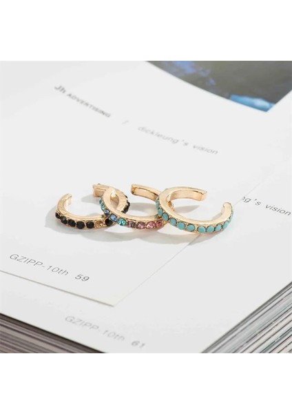 12 Gümüş Kulak Klipsi Tam Renkli Kristal Klipsli Küpe Kadınlar Için Küpe Basit Deldi Mavi Siyah Beyaz Zirkon Kulak Klipleri Küpe Takı Kolczyki (Yurt Dışından) indirimleri