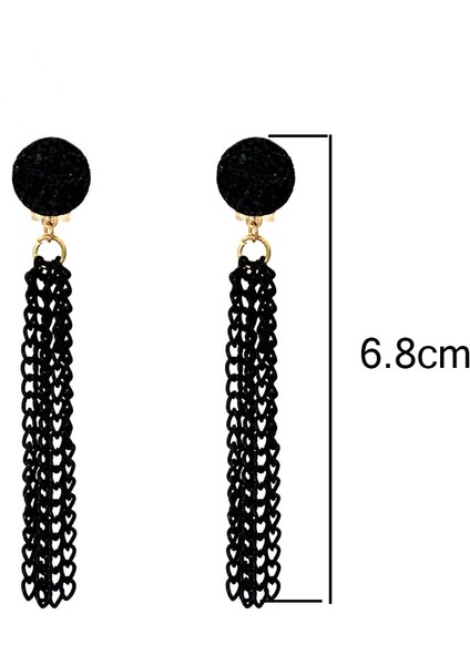 Renk 6 Kadınlar Metal Siyah Uzun Püskül Zincir Küpeler Hiçbir Kulak Deliği Asılı Druzy Reçine Klipsli Küpe Piercing Olmadan (Yurt Dışından) fiyatları
