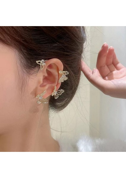 ER21Y1159-3 Yeni Moda Altın Gümüş Renk Kelebek Saplama Küpe Kadınlar Kızlar Için Köpüklü Zirkon Kristal Küpe Düğün Takı Hediye (Yurt Dışından) fırsatları