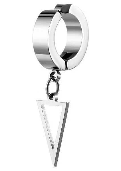 Gümüş Üçgen Yeni Popüler 1 Parça Paslanmaz Çelik Ağrısız Kulak Klip Küpe Menwomen Punk Siyah Olmayan Piercing Sahte Küpe Takı Hediyeler (Yurt Dışından)