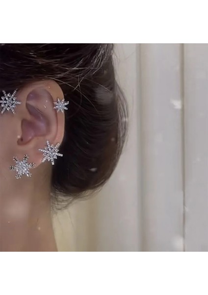 H Gümüş 1 Çift Zdmxjl Sıcak Satış Kulak Manşet Kadın Küpe Kadınlar Için Tamamen Mücevherli Kar Tanesi Kulak Kemikleri Klip Bijoux Takı Yok Piercing Kulak Klipsi (Yurt Dışından) fiyatları