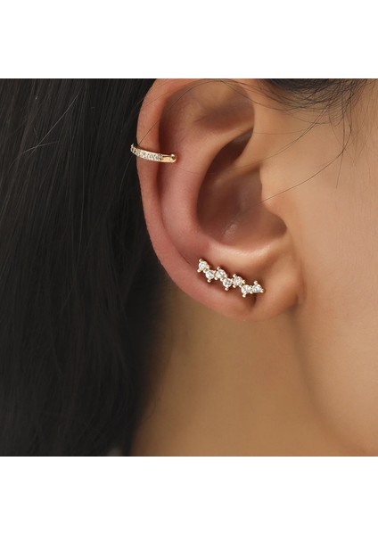 NO.522 Beden Bohemian Hiçbir Piercing Kristal Rhinestone Kulak Manşet Küpe Kadınlar Için Wrap Damızlık Klip Küpe Kız Trendy Küpe Takı Bijoux (Yurt Dışından)