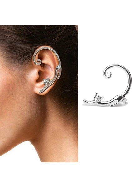 C1556 Gümüş Kaplama Metal Kelebek Kulak Klipleri Piercing Olmadan Kadınlar Için Köpüklü Zirkon Kulak Manşet Klipsi Küpe Düğün Takı (Yurt Dışından)