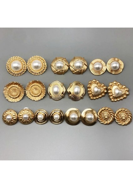 No.3 Saplama Geometrik Zarif Inciler Alaşım Moda Küpe Açıklama Metal Kalp Yuvarlak Beyaz Inciler Mücevher (Yurt Dışından)