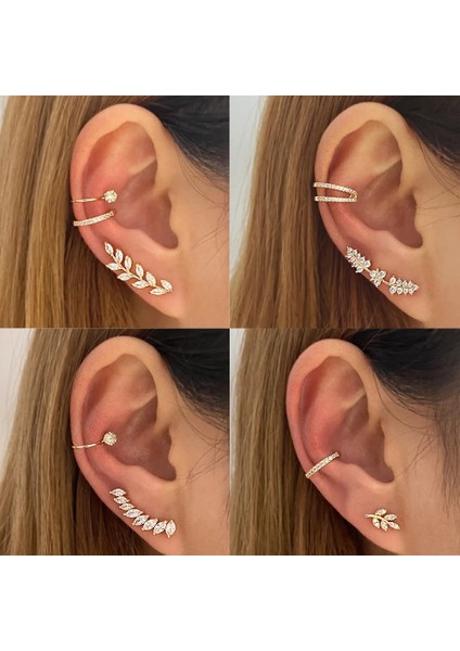 RAM13628 Bohemian No Piercing Kristal Rhinestone Kulak Manşet Küpe Kadınlar Için Wrap Damızlık Klip Küpe Kız Trendy Küpe Takı Bijoux (Yurt Dışından) fiyatları