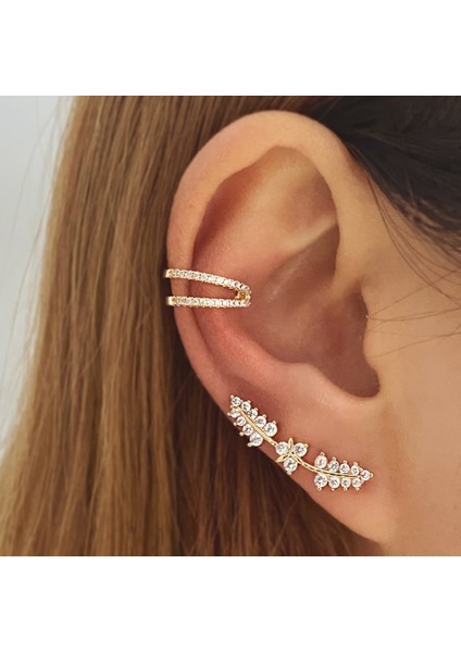 RAM13628 Bohemian No Piercing Kristal Rhinestone Kulak Manşet Küpe Kadınlar Için Wrap Damızlık Klip Küpe Kız Trendy Küpe Takı Bijoux (Yurt Dışından) fırsatları