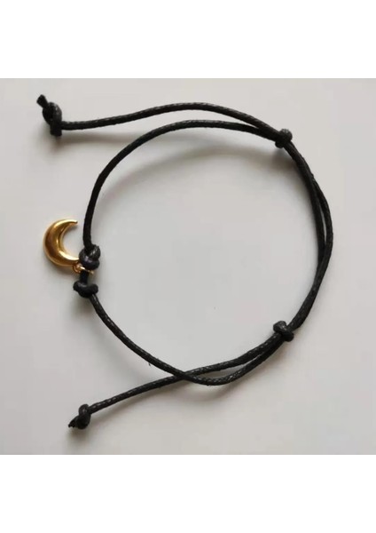 Altın---01 Geri Kazanılmış Vintage Inspired Halhal ile Ay Kolye Siyah Deri Kordon Şanslı Bilezik Erkekler Kadınlar Için Ayarlanabilir Halhal Sörf (Yurt Dışından)