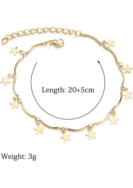 NO.50072 Beden Letapı Altın Renk Pentagram Halhal Yalınayak Ayak Takı Bacak Yeni Halhal Ayak Bileği Bilezikler Kadınlar Için (Yurt Dışından) fırsatları