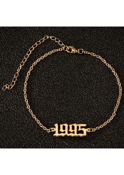 Gümüş Tarzı NO.2000 Boyutu Doğum Yılı Numarası Kadınlar Için Halhal Paslanmaz Çelik Charm Halhal Bilezikler Benzersiz Hediye (Yurt Dışından)