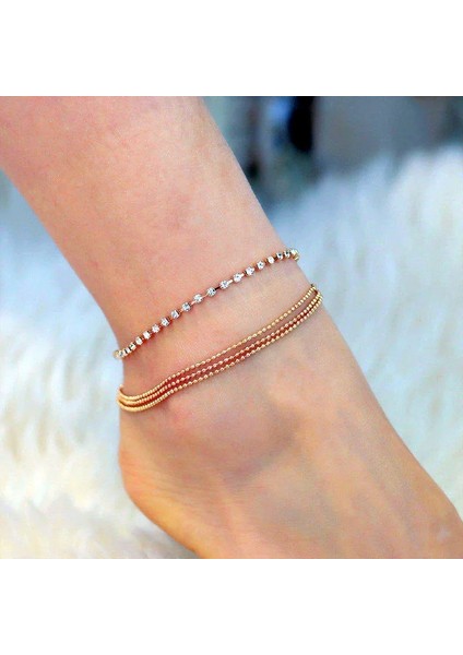 S026ALTIN Et Kadınlar Için Halhal Ayak Aksesuarları Yaz Plaj Barefoot Sandalet Bilezik Bacak Üzerinde Ayak Bileği Kadın Ayak Bileği (Yurt Dışından)