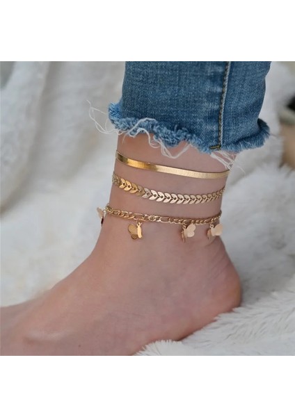J50072 Modyle Et Kelebek Kolye Halhal Kadınlar Için Moda Altın Renk Basit Zincir Hediyeler Takı (Yurt Dışından)