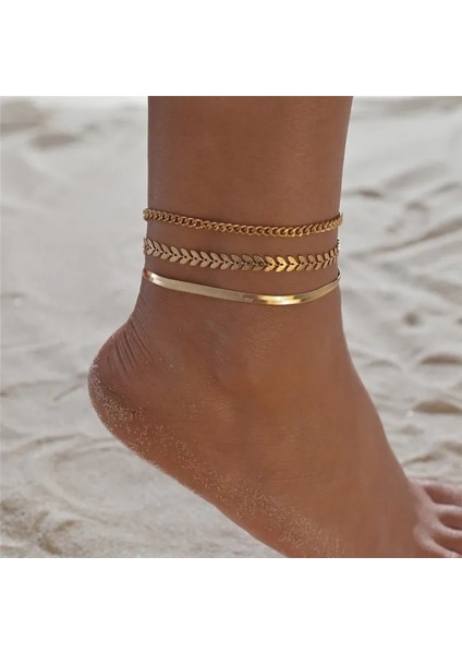 NO.50181 Beden Wukalo Et Altın Renk Kadınlar Için Basit Zincir Halhal Plaj Ayak Takı Bacak Zinciri Ayak Bileği Bilezik Kadın Aksesuarları (Yurt Dışından) fiyatları