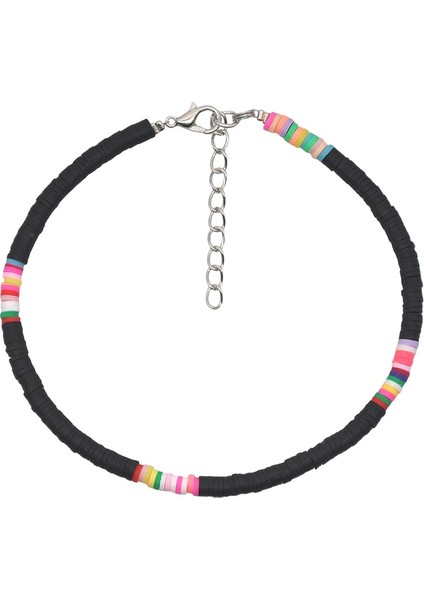 Siyah Donarsei 4mm Bohemian Renkli Kil Halhal Kadınlar Için Yaz Plaj Hit Renk Yumuşak Çömlekçilik Ayak Bileği Bilezik Bacak Ayak Takı (Yurt Dışından)