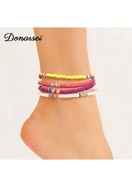 Siyah Donarsei 4mm Bohemian Renkli Kil Halhal Kadınlar Için Yaz Plaj Hit Renk Yumuşak Çömlekçilik Ayak Bileği Bilezik Bacak Ayak Takı (Yurt Dışından) fiyatları