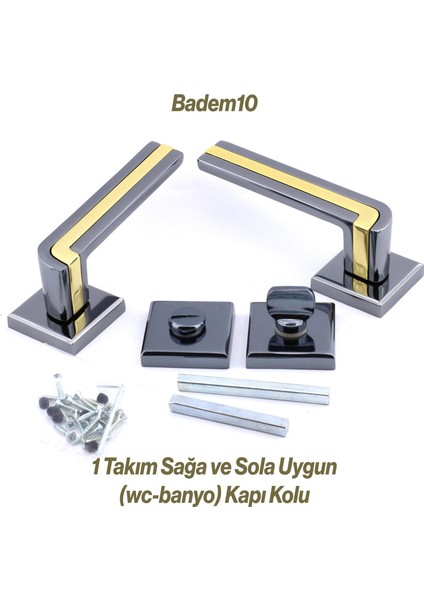 Defne Lüx Füme Gold Kare Rozetli Wc-Banyo Kapısı Uyumlu Kapı Kolu Sağ ve Sola Uygun Kolları 1 Takım modelleri