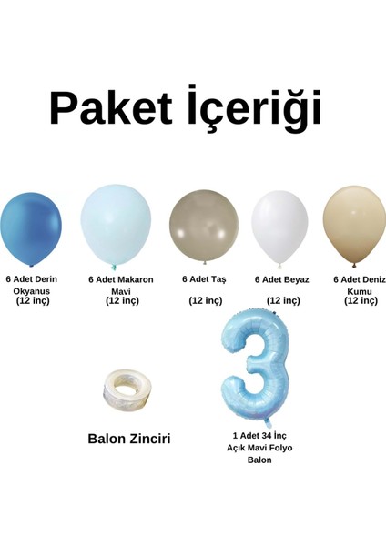 ZincirSeti DerinOkyanus-M.Mavi-Taş-Beyaz-DenizKumu+3 34inç A.Mavi FolyoBalon 30Adet+BalonŞeridi fiyatları