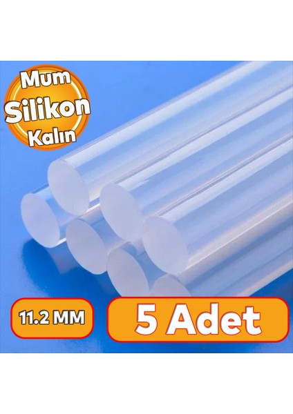 Kalın 5 Adet Mum Silikon 11.2 mm Çubuk Sıcak Silikon Hobi Süs Hediyelik Eşya Maket Yapıştırma