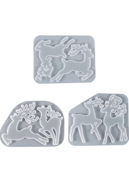 3pcs Noel Elk Şekilli Silikon Kalıp Dıy Epoksi Kalıp Geyik Elk Kalıp (Yurt Dışından)