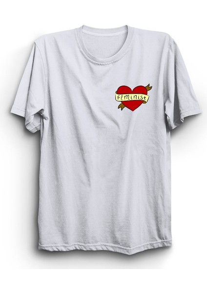 Feminist, Kalp Logo, Feminism, Feminizm, Heart, Dünya Kadınlar Günü Tişört