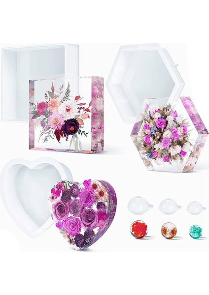 Silikon Kalıplar, Çiçek Koruma Için Derin Kare Altıgen Kalp (Yurt Dışından)