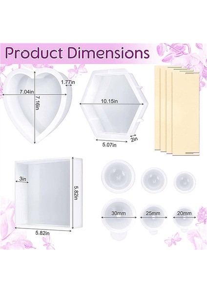 Silikon Kalıplar, Çiçek Koruma Için Derin Kare Altıgen Kalp (Yurt Dışından) fiyatları