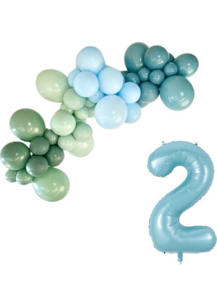 MiniZincirBalonSeti AdaÇayı-KışYeşil-A.Mavi-DerinOkyanus+2 34inçA.MaviFolyoBalon 30Adet+BalonŞeridi