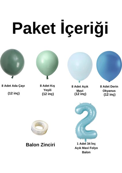 MiniZincirBalonSeti AdaÇayı-KışYeşil-A.Mavi-DerinOkyanus+2 34inçA.MaviFolyoBalon 30Adet+BalonŞeridi fiyatları