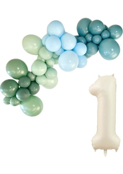 MiniZincirBalonSeti AdaÇayı-KışYeşili-A.Mavi-DerinOkyanus+1 34inçKremFolyoBalon 30Adet+BalonŞeridi