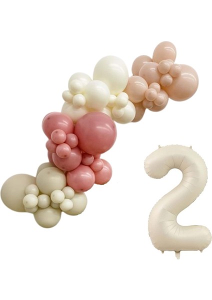 MiniZincirBalonSeti DenizKumu-ÇölKumu-R.Pembe-R.Beyaz+2 34inç Krem FolyoBalon 30Adet+BalonŞeridi