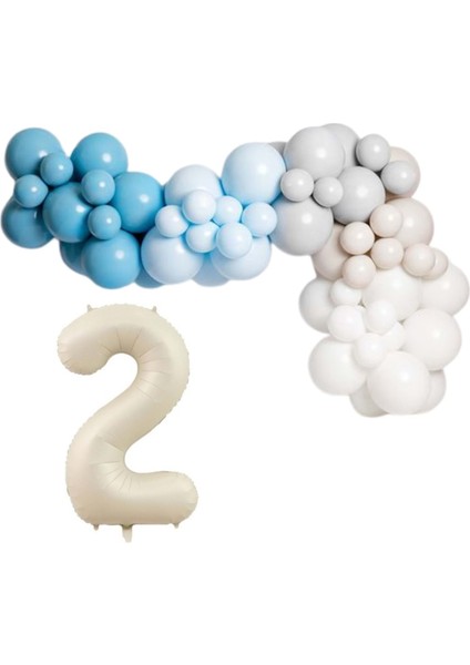 ZincirSeti DerinOkyanus-M.Mavi-Taş-Beyaz-DenizKumu+2 34inç Krem FolyoBalon 30Adet+BalonŞeridi