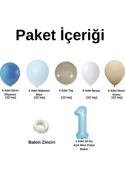 ZincirSeti DerinOkyanus-M.Mavi-Taş-Beyaz-DenizKumu+1 34inç A.Mavi FolyoBalon 30Adet+BalonŞeridi fiyatları