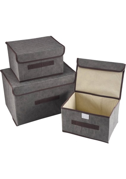 3'lü Kapaklı Katlanabilir Saklama Kutuları, Kumaş Saklama Sepeti (Yurt Dışından)
