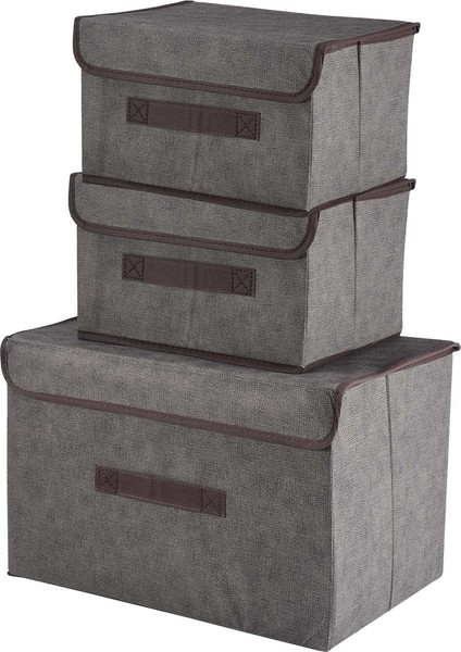 3'lü Kapaklı Katlanabilir Saklama Kutuları, Kumaş Saklama Sepeti (Yurt Dışından) fiyatları