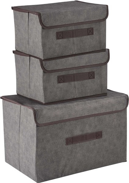 3'lü Kapaklı Katlanabilir Saklama Kutuları, Kumaş Saklama Sepeti (Yurt Dışından) modelleri