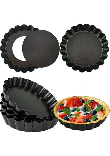 7pcs 4ınch Yapışmaz Yeniden Kullanılabilir Yivli Kenarlar Parti Için Küçük Tart Kalıpları (Yurt Dışından)