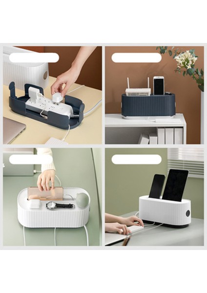 Kablo Kutusu Organize Toz Önleyici Telleri Gizle Kutu Masaüstü Güç Kablosu -Mavi (Yurt Dışından) fırsatları