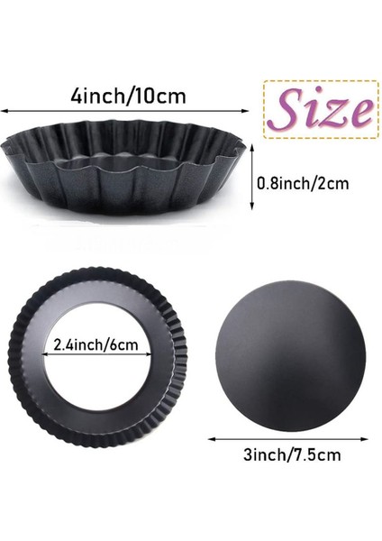 Adet 4 Inç Mini Tart Tavası, Yapışmaz Kiş Tavası, Çıkarılabilir Altlı (Yurt Dışından) fiyatları