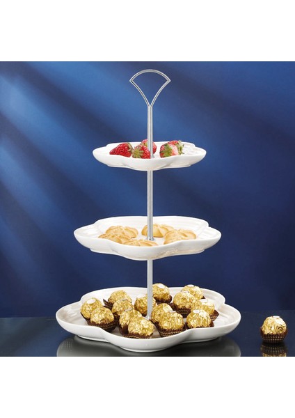 1 Takım 2 3 Katlı Pasta Tabağı Standı, Fanlı, Gümüş, 1 Takım (Yurt Dışından)