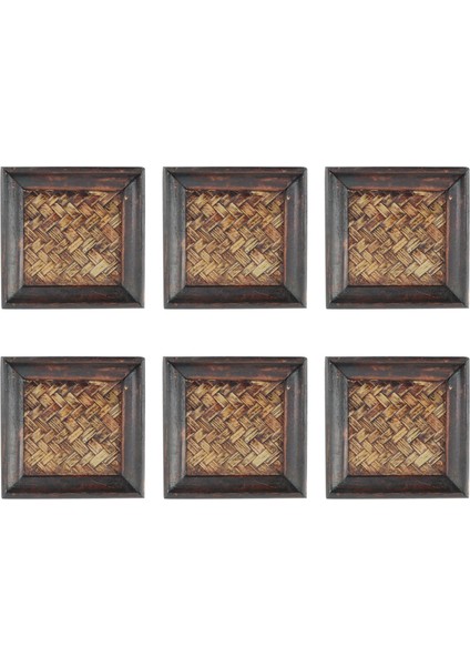 6pcs Ahşap Çerçeve Bambu Dokuma Coaster Çay Seti Bardak Tutucu 10X10CM (Yurt Dışından)