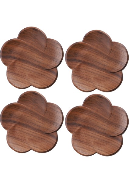 Ahşap Bardak Altlıkları 4'lü Paket, Servis Altlıkları Dekor Petal Isıya Dayanıklı Mat (Yurt Dışından)