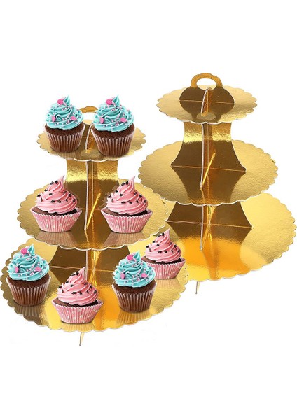 Kek Standları Noel Partisi Altın Için 3 Katmanlı Karton Cupcake Standı (Yurt Dışından)