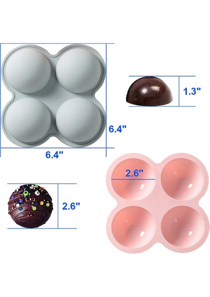 Sıcak Çikolata Bomba Kalıbı, Kek, Çikolata, Jöle, Puding, 4'lü Paket (Yurt Dışından)