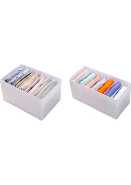 2pcs Gardırop Elbise Organizatör Kot Tişört 7 Izgaralar Beyaz (Yurt Dışından)