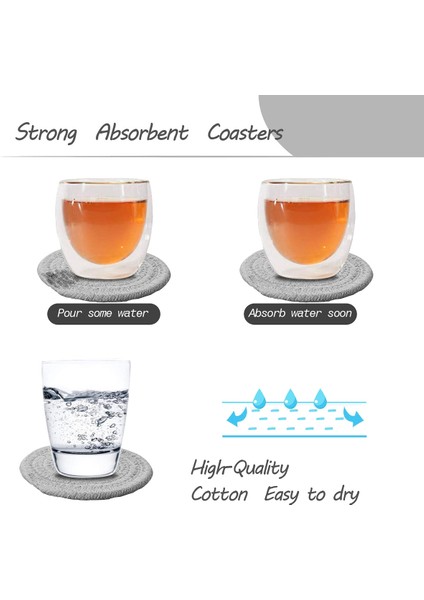 Içecekler Için 6 Adet Bardak Emici, Pamuklu Dokuma Içecek Bardak Altlığı Seti (Yurt Dışından)