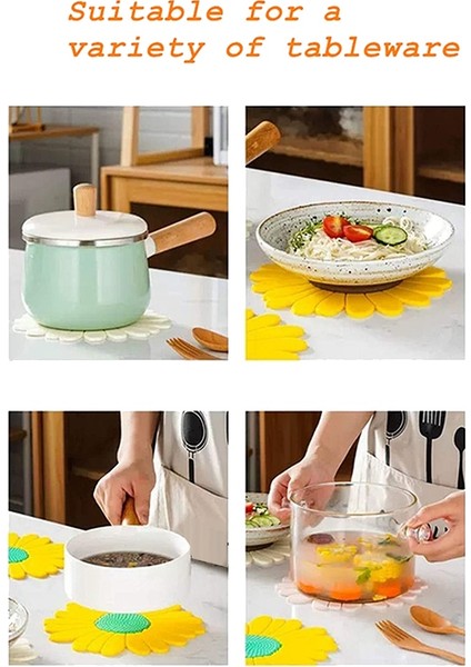 Adet Silikon Nihale Mat, 7,5 Inç Çiçek Şekli Servis Altlığı, (Bej) (Yurt Dışından)