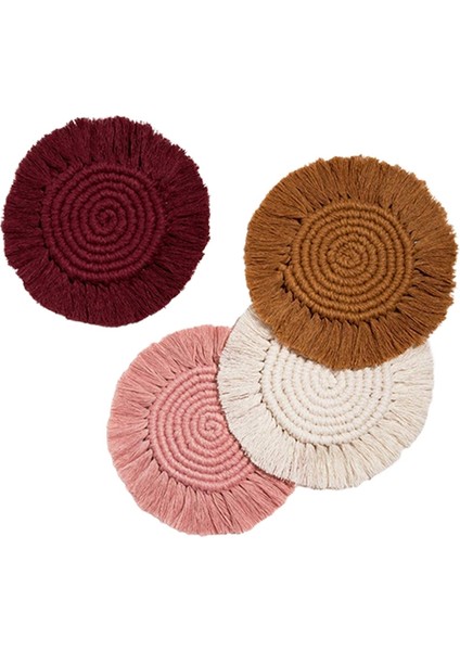 Makrome Dokuma Boho Servis Altlıkları, Masa Mutfak Yemek Odası Için 4'lü Set (Yurt Dışından)