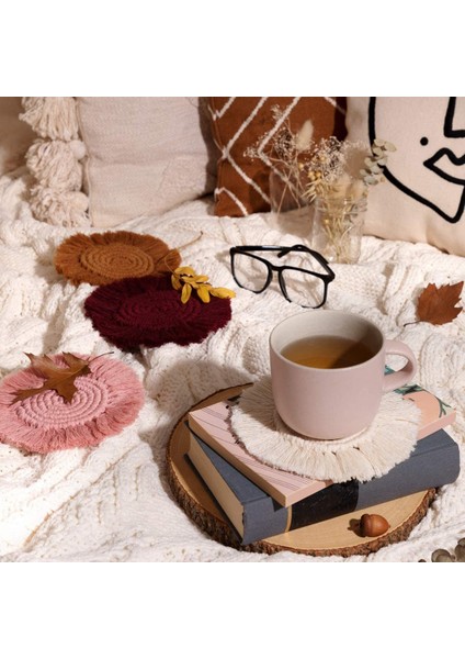 Makrome Dokuma Boho Servis Altlıkları, Masa Mutfak Yemek Odası Için 4'lü Set (Yurt Dışından)