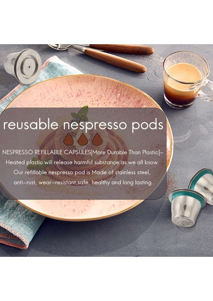 Nespresso Pod Espresso Kahve Pod Paslanmaz Çelik Kapsüller Için Yeniden Kullanılabilir (Yurt Dışından)